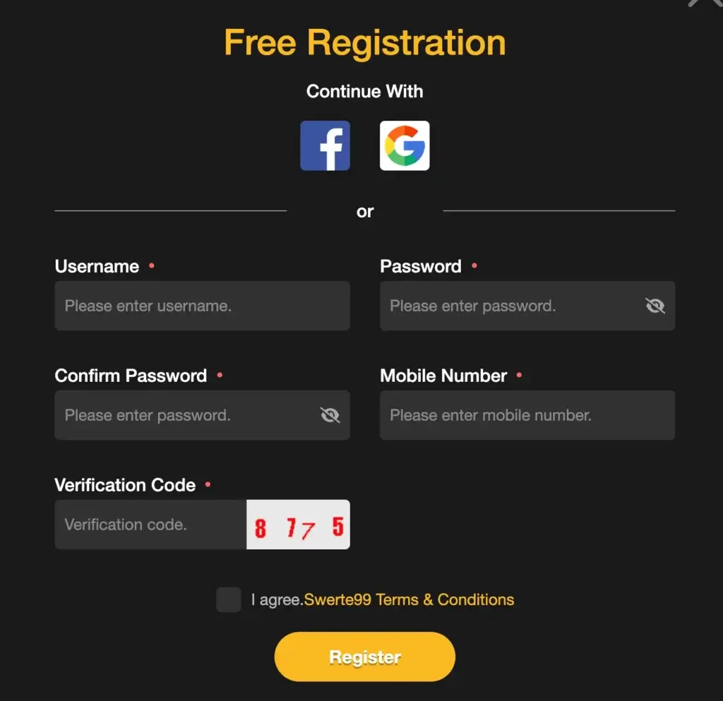 Registration Guide for Swerte99 Online Casino